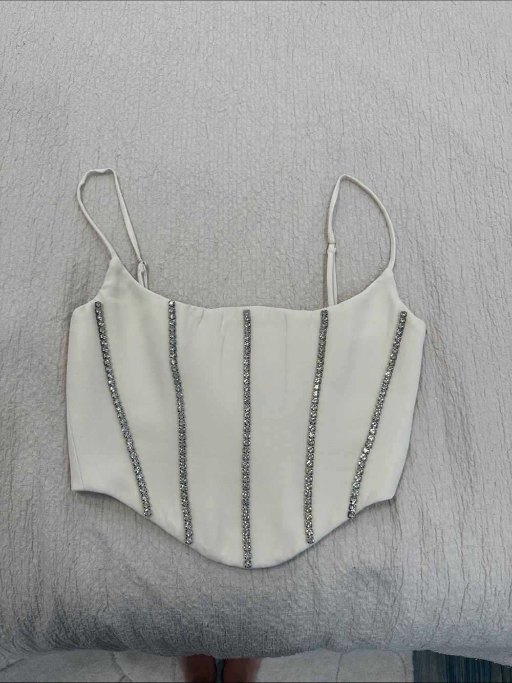 Oh Polly White Embellished Corset Camisole